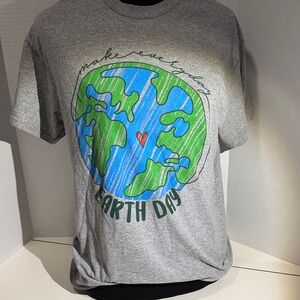 Gildan Gray Earth Day Tee with Green & Blue Graphic